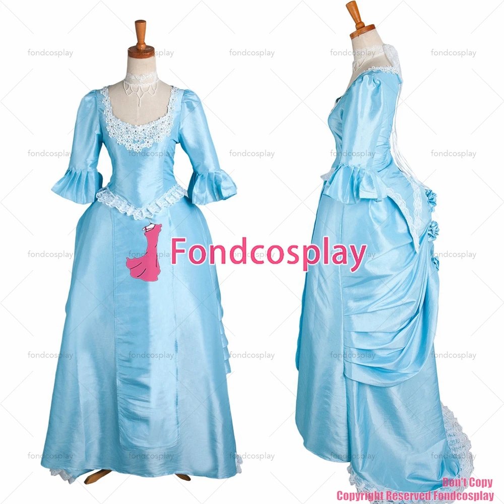 fondcosplay Victorian ROCOCO Gown Ball baby blue Taffeta shirt skirt Gothic cosplay Costume CD/TV[G1641]