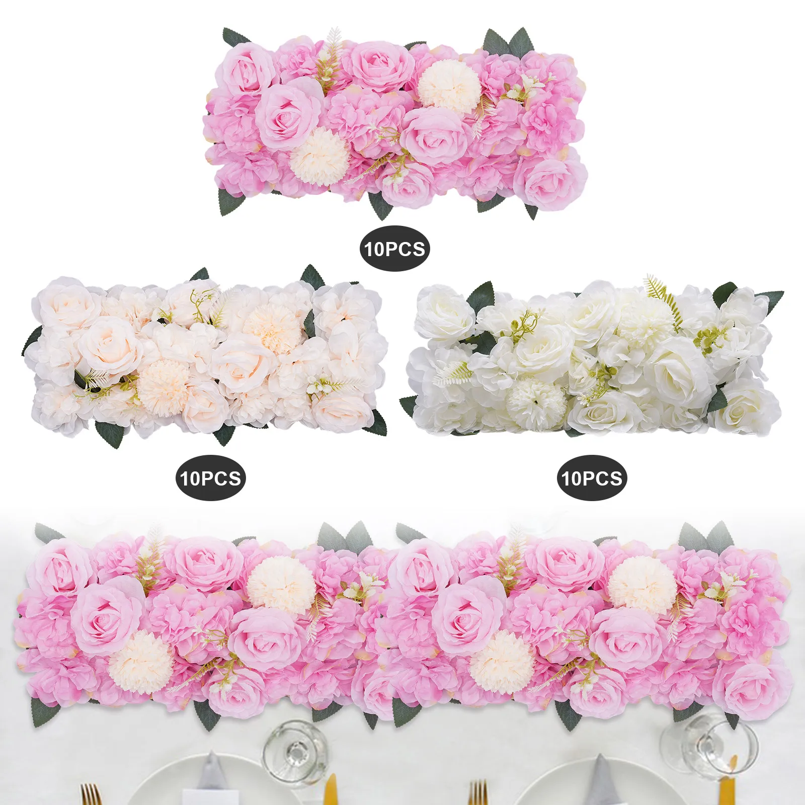 Wedding Dining Table Artificial Flower Centerpiece 10Pcs Reception Kitchen Living Room Decor,White/Pink/Champagne