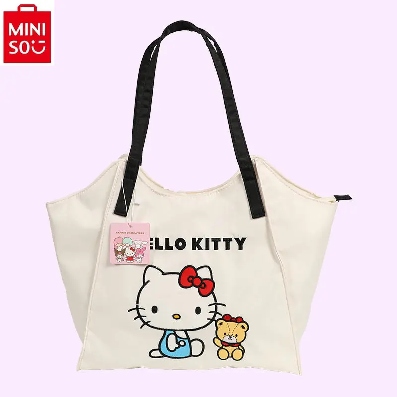 MINISO Sanrio, Hello Kitty Kuromi, Студенческая Милая универсальная ручная сумка через плечо, вместительная сумка для покупок