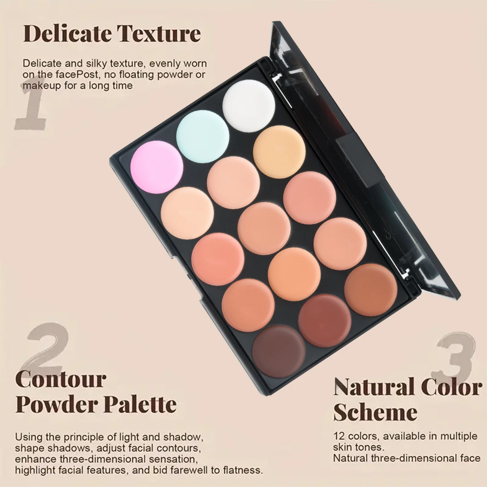 Concealer in 15 colors, foundation cream, contour cream, moisturizing face concealer, liquid foundation, acne marks