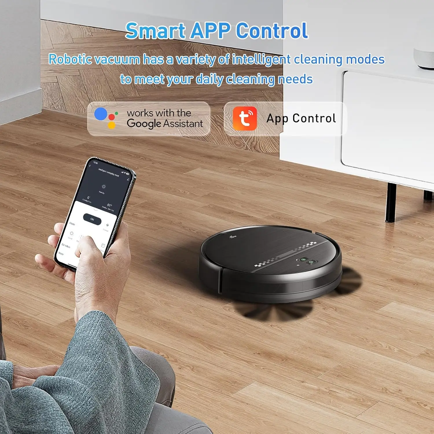 Robot Vacuum with Wi-Fi/APP/Alexa, Self-Charging Robot Vacuum and Mop Ultra Slim Quiet, Ideal for Ha