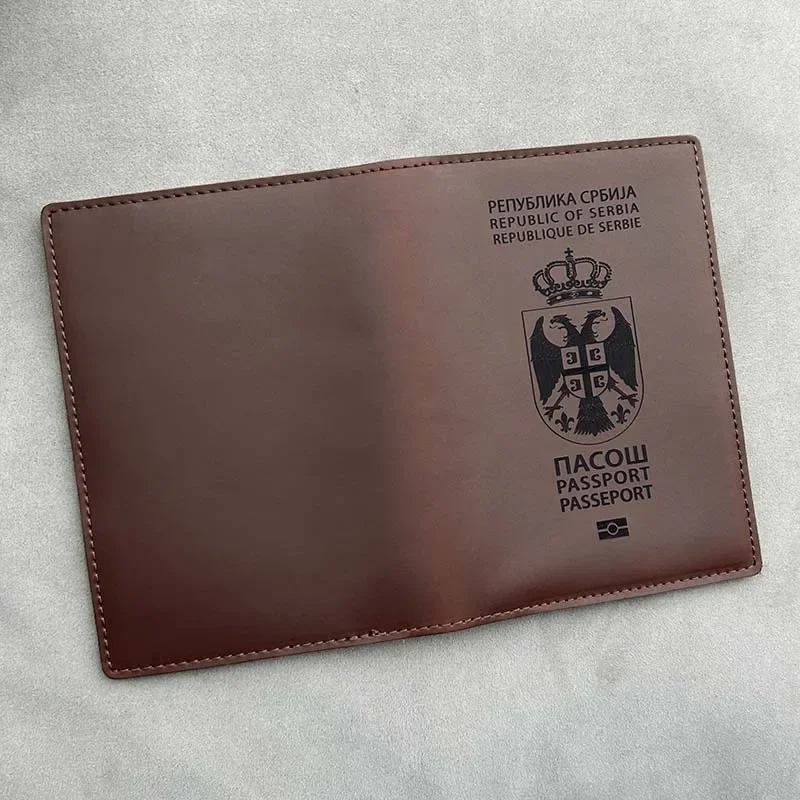 100% Leather Republic of Serbia Passport Cover Personalised Names Genuine Leather Republika Srbija Passport Holder Passport Case