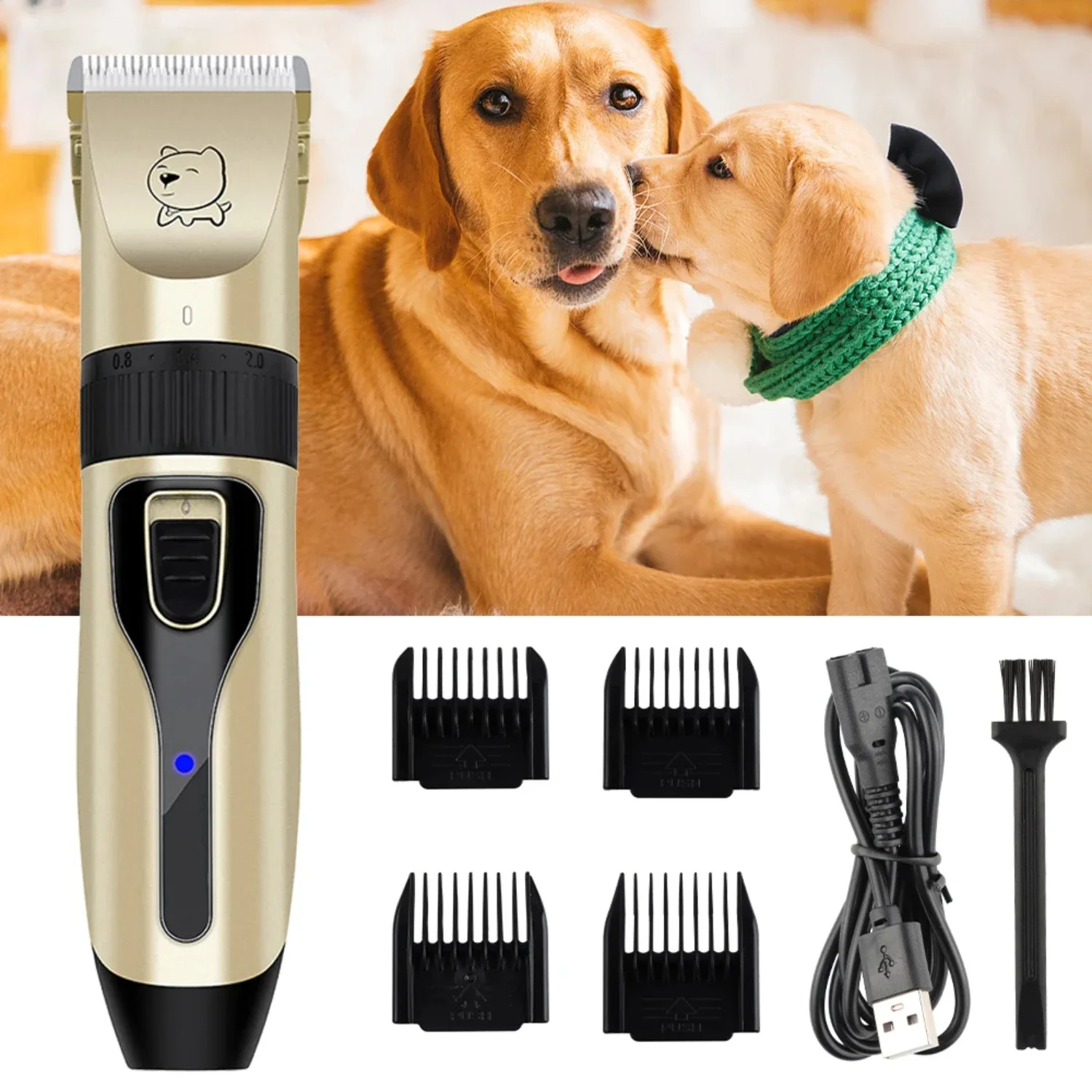 Professional Rechargeable Pet Grooming Trimmer- Efficient, Quiet, and Gentle Hair Clipper for Dogs and Cats- Low-Noise USB Shave