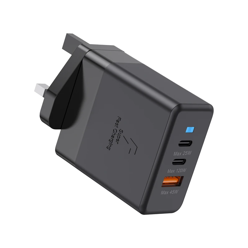 Lenovo 120W USB Dual Type-C Multi Port Mobile Phone Charger EU US UK Full Protocol Super Fast Charging Headband Indicator Light