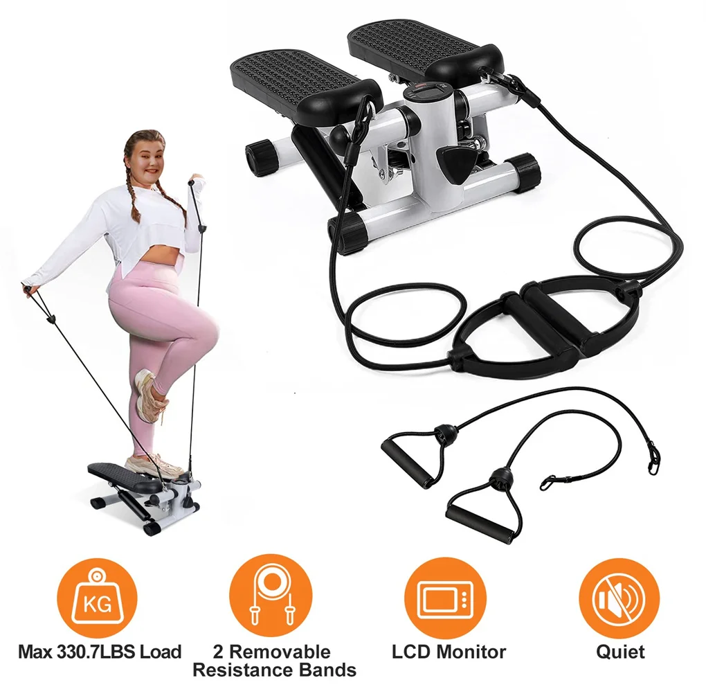 

Steppers for Exercise, Mini Stair Stepper with Resistance Bands at Home Workout Equipment with 330.7LBS Loading Capacity