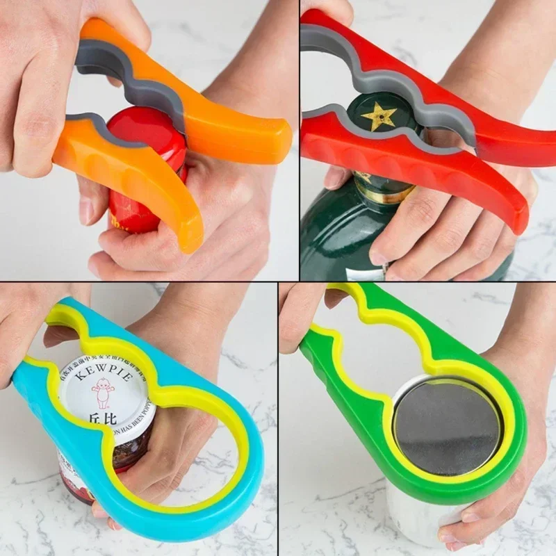 Manual Multifunctional Four In One Can Opener New Screw Cap Can Opener Non-Slip Twist Cap Bottle Opener Kitchen Gadget