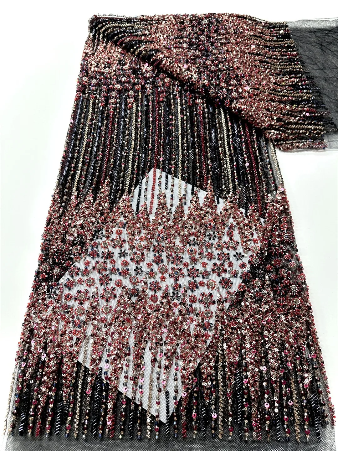 

Африканская кружевная ткань ручной работы с бисером, свадебная сетка 2025 года с французскими блестками, нигерийская вышивка для шитья