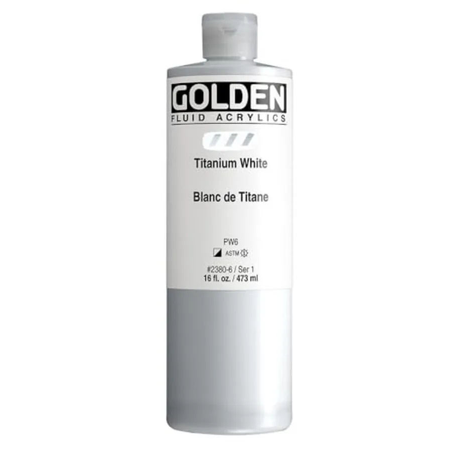 

Fluid Acrylics by, Titanium White, 16 fl. oz. Bottle, Professional Acrylic Paint, Semi-Opaque