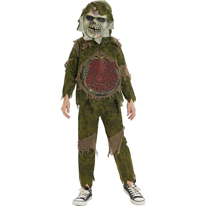 2025 New Arrival Living Dead Bloody Skeleton Monster Swamp Zombie Holloween Outfit Kids Rotten to the Core Bug Zombie Costume