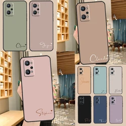 Personalise custom name initial pastel For Realme C55 C35 C33 C31 C30 C25 C21Y C15 C11 GT Neo 5 3 2 Realme 9 10 11 Pro Plus Case