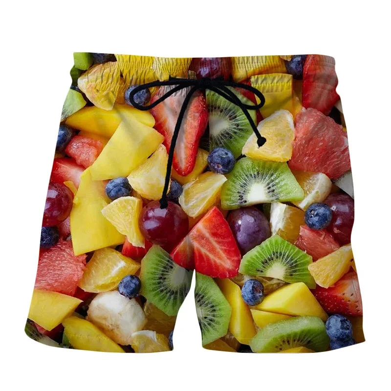 New Hot Men\'s Shorts Beach Casual 3D Digital Print Outdoor Men\'s Fashionable Fruit Pattern Beach Pants Pocket Quick-dry Shorts