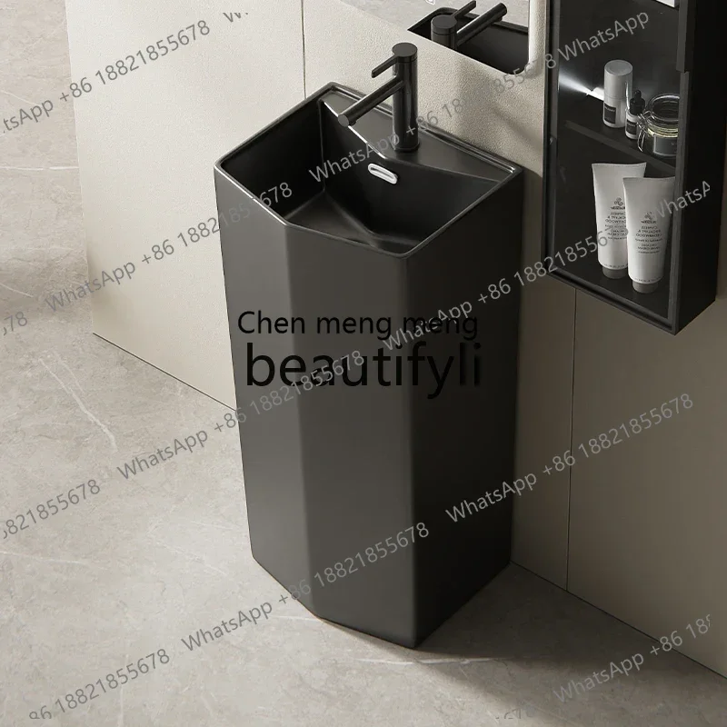 New arrive Gun gray column basin creative integrated ceramic column type wash basin, bathroom