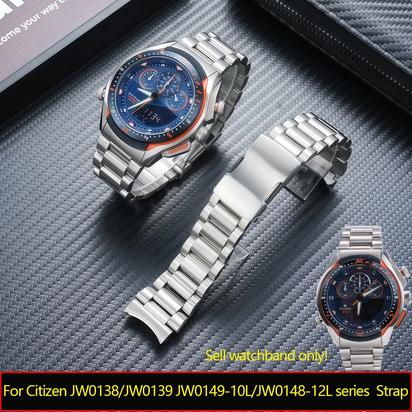 For Citizen JW0138/JW0139 JW0149-10L/JW0148-12L series Strap 22mm Solid arc interface Stainless steel watch band Men's Bracelet