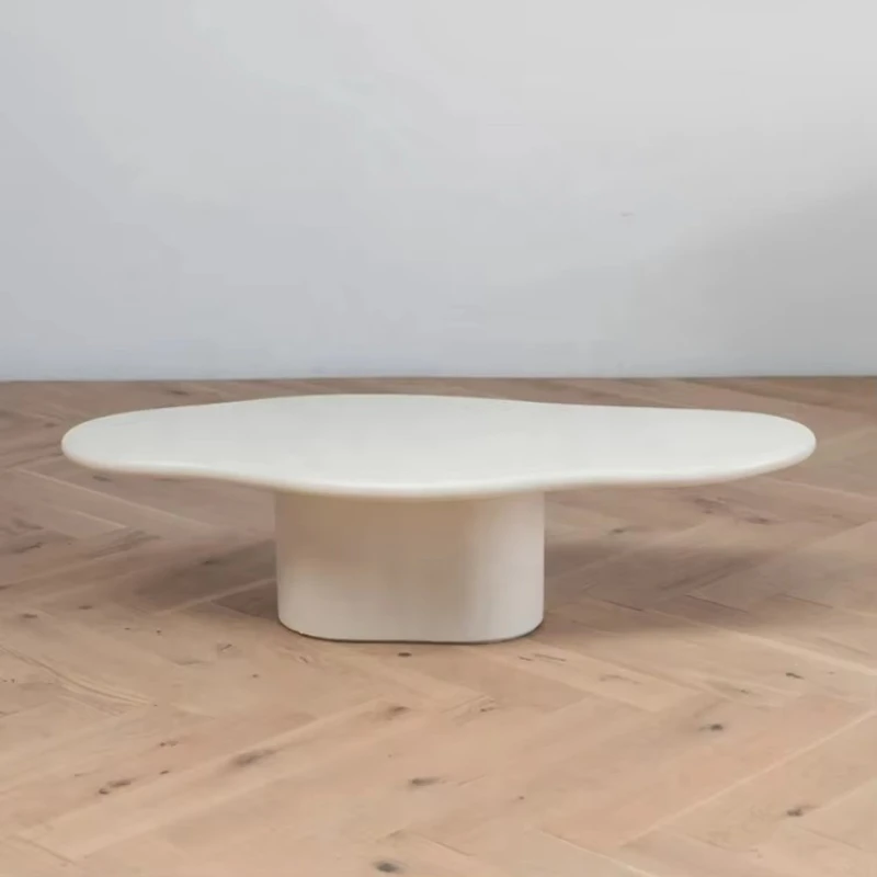 Living room furniture, wood concrete appearance, stone pattern irregular shape coffee table, easy to clean