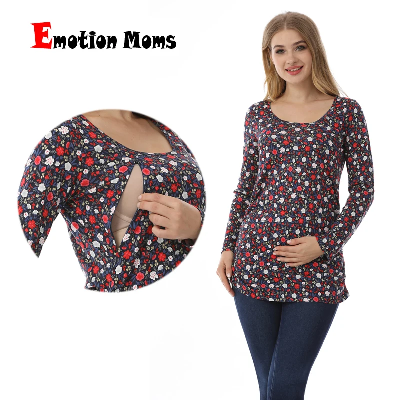 

Emotion Moms Autumn Long Sleeve Pregnancy Maternity Clothes Breast Feeding Tops For Pregnant Women Top Maternity T-shirt