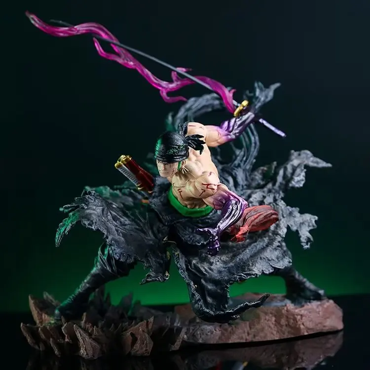 One Piece Anime Statua Bloody Zoro Statua a doppia testa Figura Squisita fattura Animazione Figura Statua Decorazione del desktop