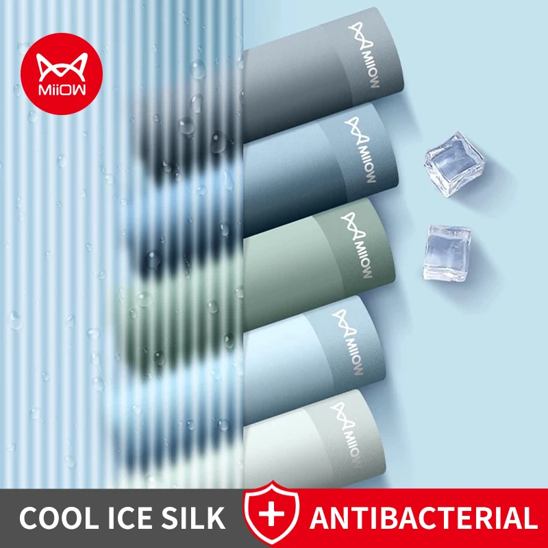 

MiiOW 6Pcs Ice Silk Men Underwear Boxers 10A Antibacterial Crotch Men's Panties Seamless Breathable Mens Underpants Boxershorts