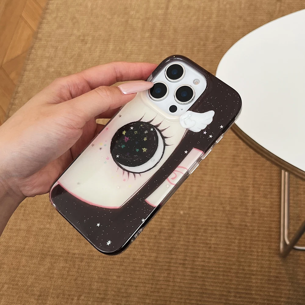 INS Fashiy Cute Big Eyed Girl Чехол для телефона для Xiaomi Mi 15 11 Poco X6 M6 X5 F5 7 NFC GT Lite Pro 4G 5G Задняя крышка с текстурой пера