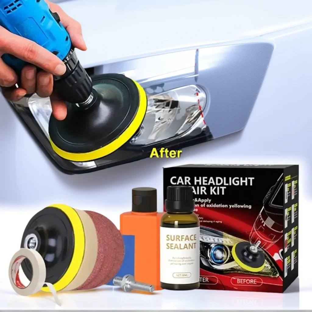 

​​Car Headlights Restoration Kit - Chemical Brightener & Polishing Paste for Auto Headlamps​​