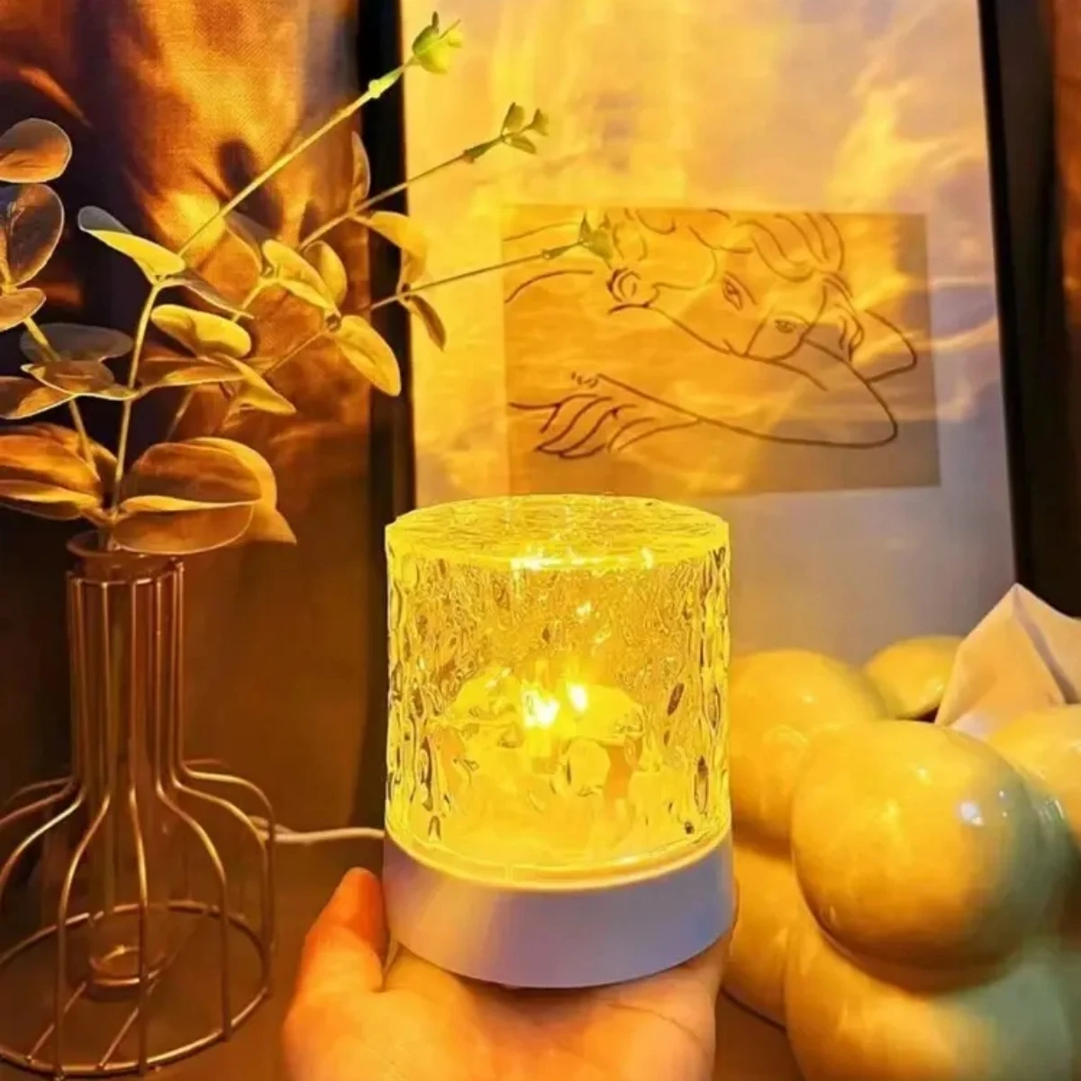 Quadratische Ozeanwellen-Projektionslampe, Farbwechselndes RGB-Nachtlicht, USB-Dekoratives Stimmungslicht für Schlafzimmer, Spielzimmer, Heimparty – Detail 6