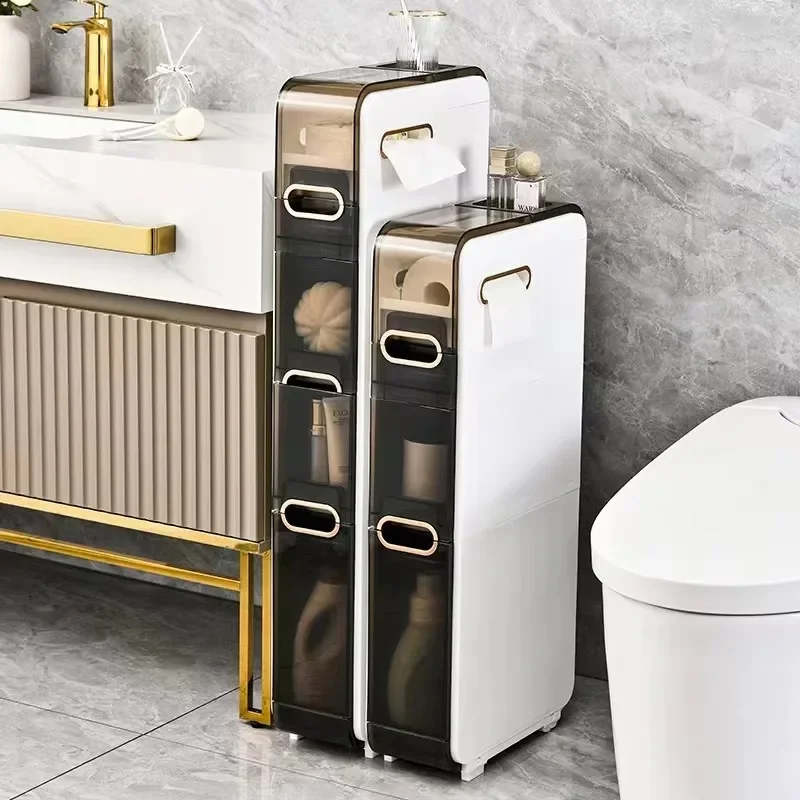 Slim Floor Cabinet Waterproof Kitchen Cabinet Installation-free Narrow Storage Cabinet Multi-layered Storage Organizer