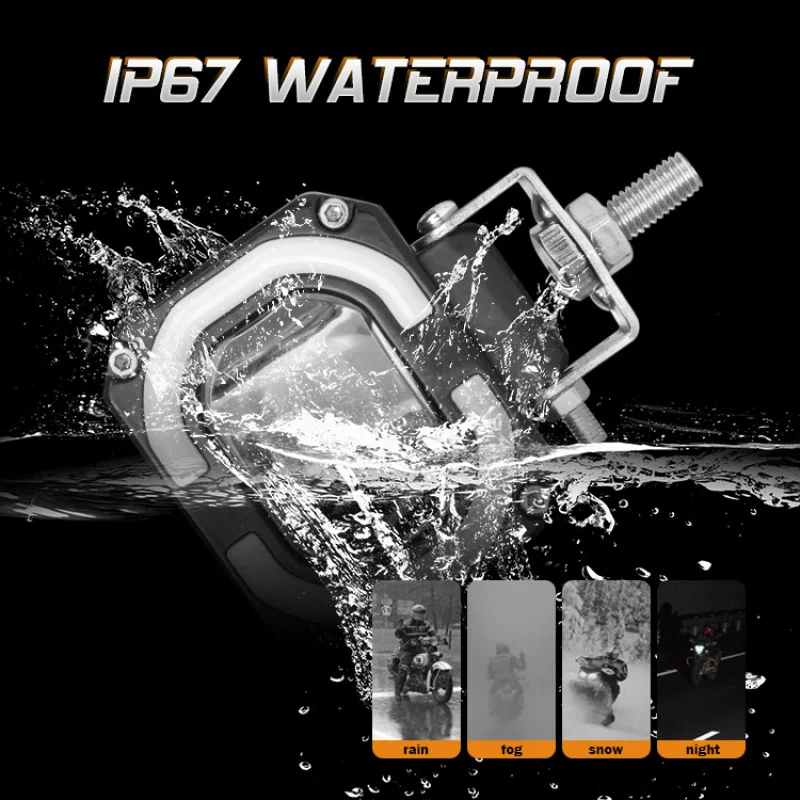 

Светодиодный прожектор SAAR для мотоцикла, модифицированная фара для автомобиля, дальний и ближний свет, встроенная яркая линия выреза, прочная линза