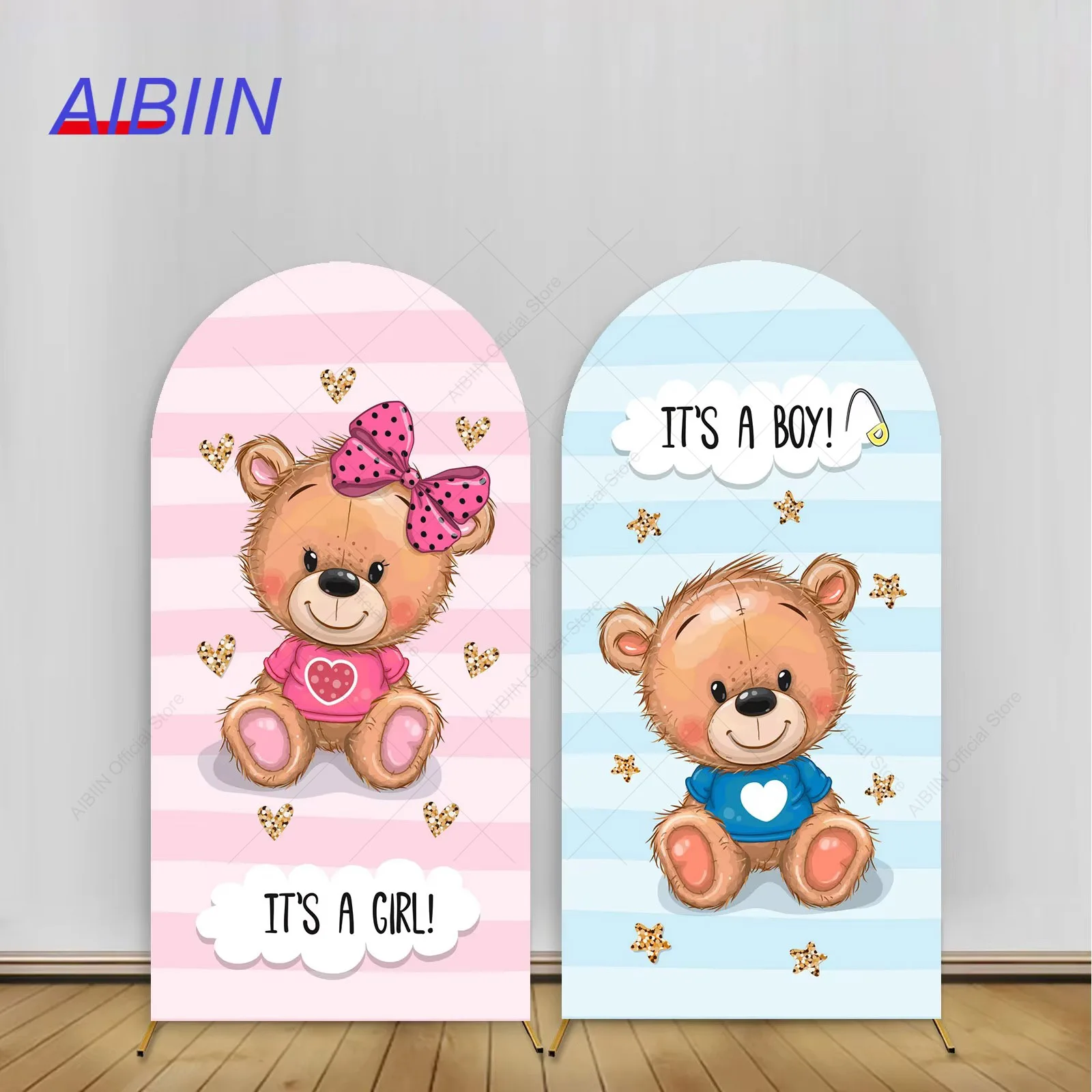 

Милый медведь пол раскрываемый свод задний фон Обложка розовая или синяя полоса милый ребенок душ фотография мальчик или девочка Портрет фон