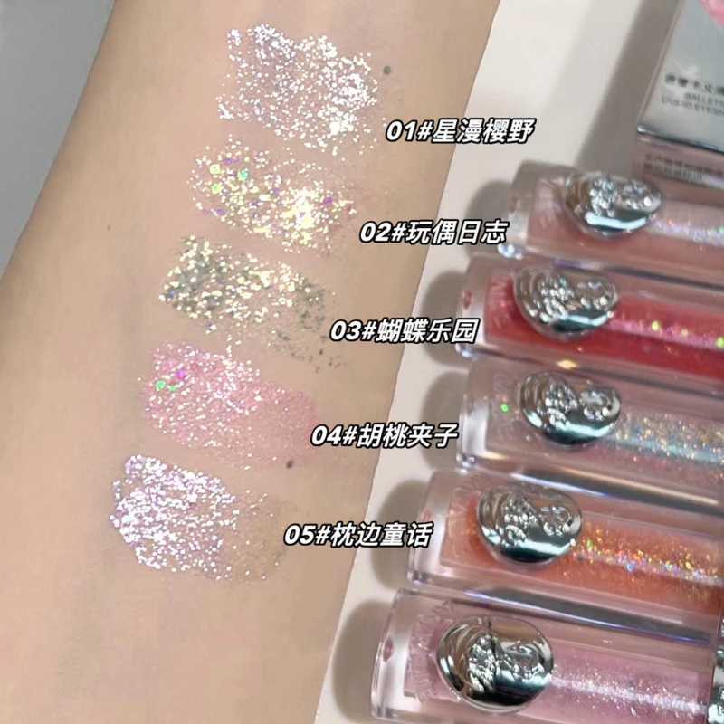 Liquid Eyeshadow Pearlescent Shimmer Eye Shadow Highlighter Long Lasting Monochrome Pearly Fine Sparkling Sequins Quick Drying