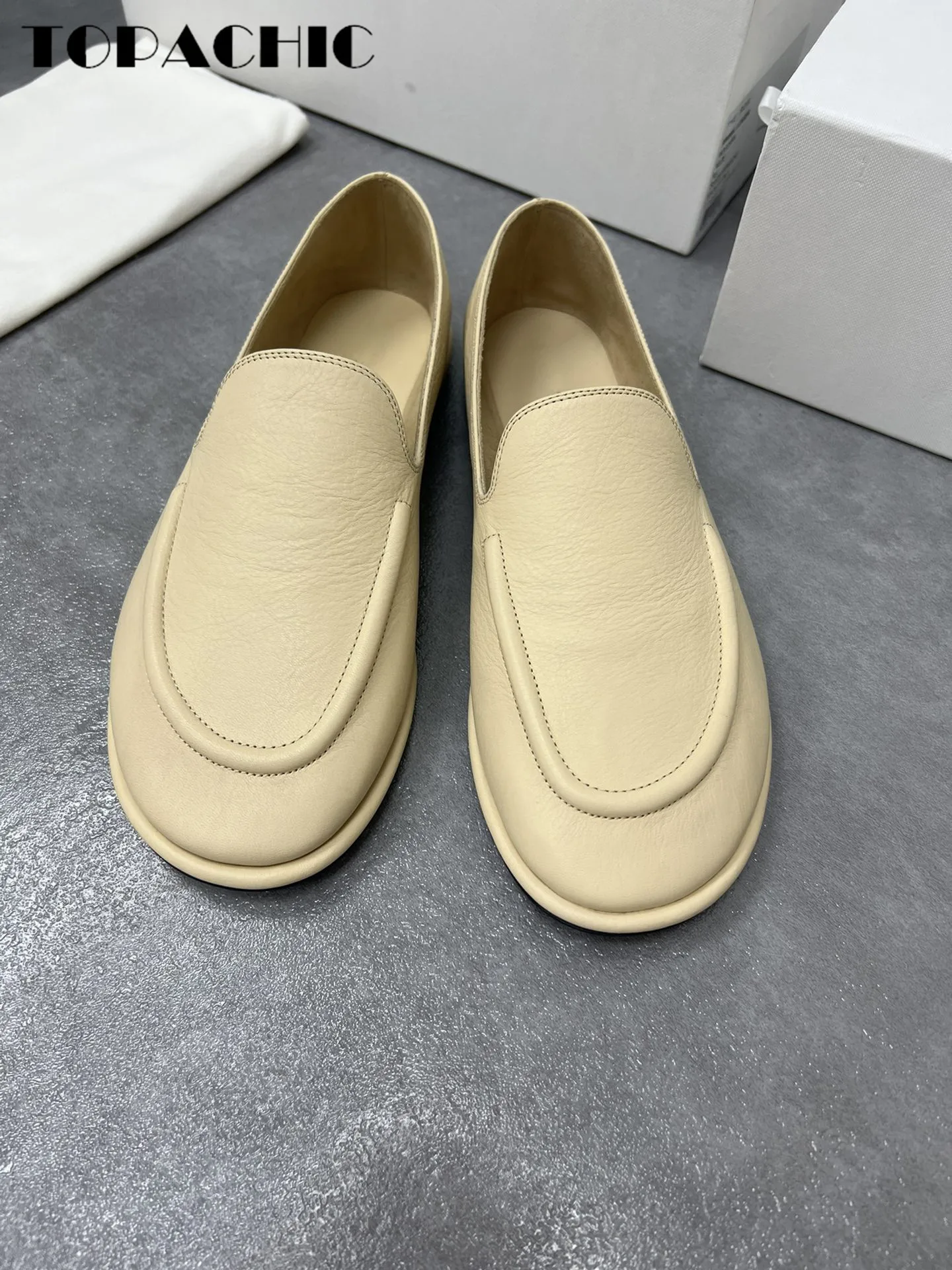 Mocasines de cuero genuino para mujer, zapatos planos de punta redonda, suaves y cómodos, estilo urbano, alta calidad, 6,22