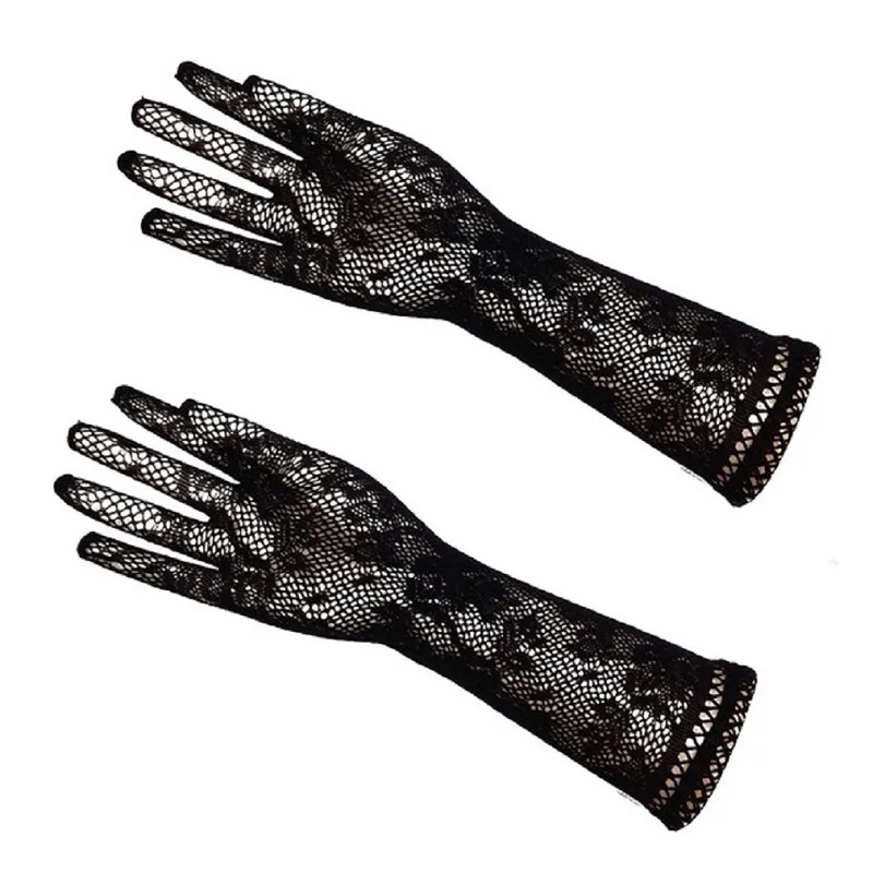 Gants Élégants en Maille Ultra-Minces pour Femme, Longs, Été, Conduite, Cyclisme, Sexy, Rouge, Protection Solaire, Femme, Anti-UV, artificiel asticité, Dentelle