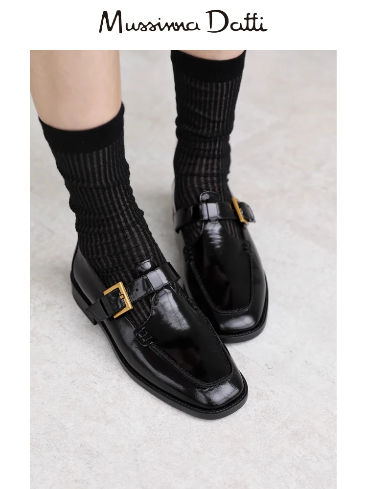 Murrinna Daffi 2024 New Fashion Women Shoes Loafers Platform Women Cow Leather Round Toe Slip on Ladies Chunky Heel Shoes