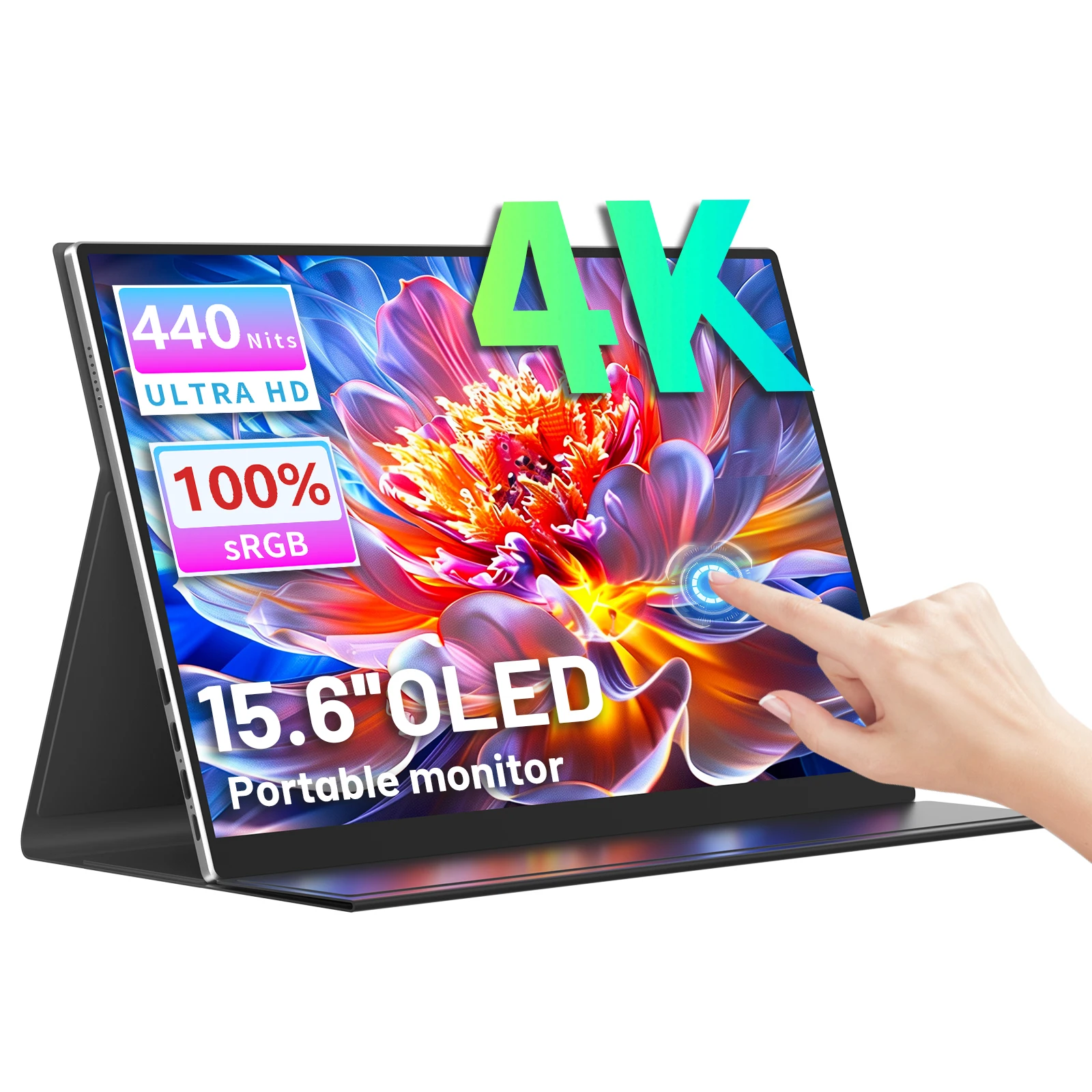 

15.6 inch Portable Monitor Touch Screen 4K OLED 3456X2160 100% sRGB 100000:1 Multi-Touch USB-C HDMI Travel Monitor for PC Phone