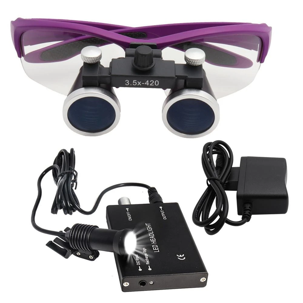 

2.5X/3.5X Binocular Dental Loupes W/ 5W LED Head Light Medical Surgical Glasses