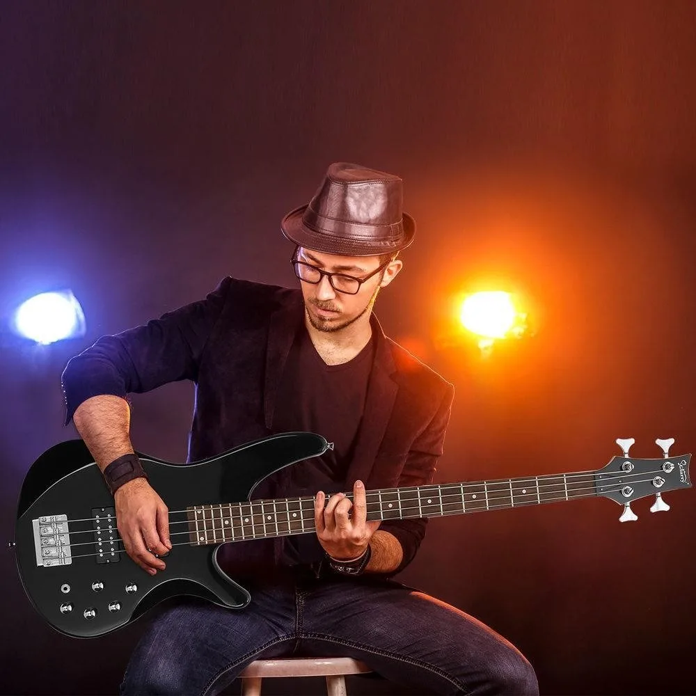 جيتار كهربائي لليد اليمنى مقاس 44 بوصة مكون من 4 أوتار لطلاب المدارس باللون الأسود #1