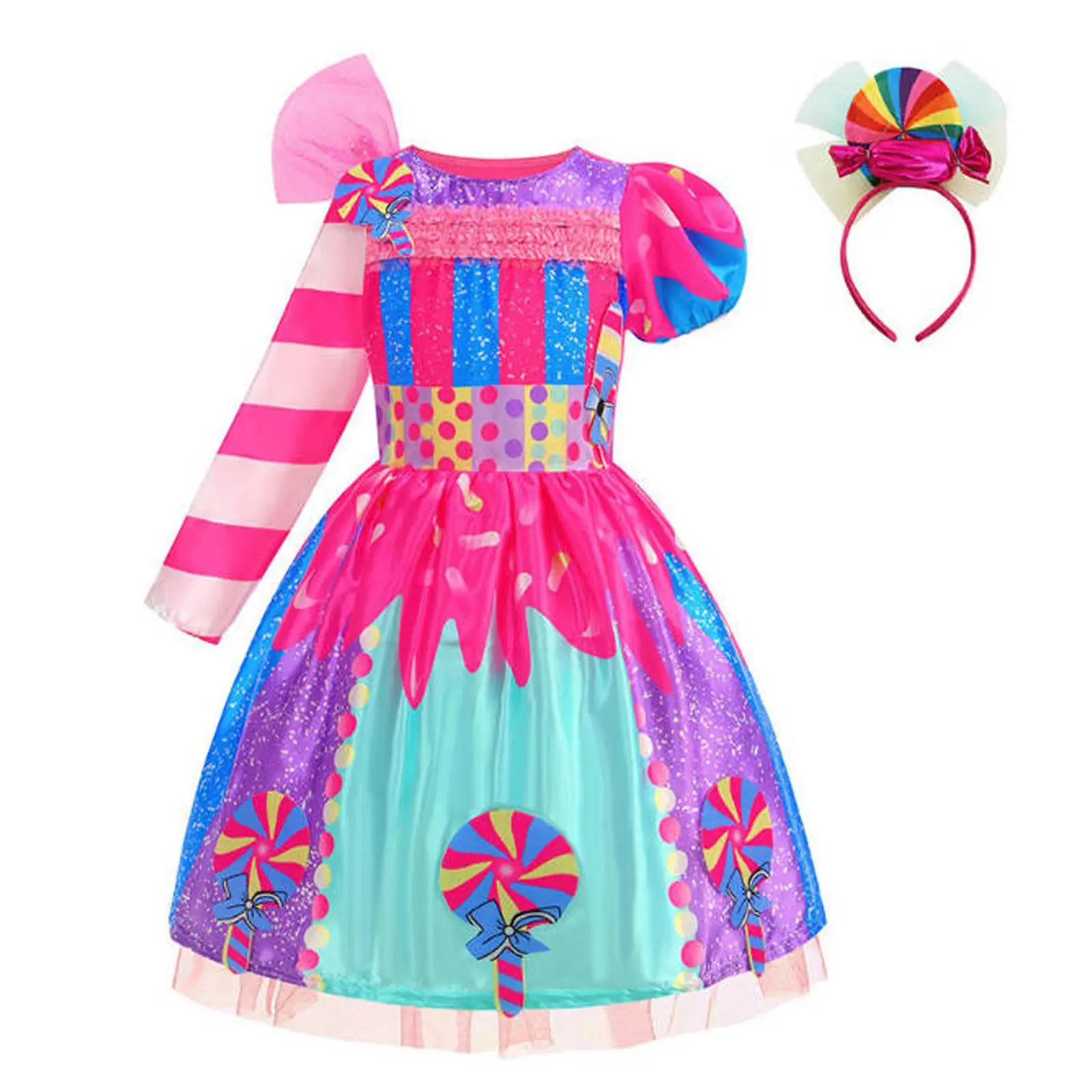 Little Girls Candy Dress Rainbow Dress Lollipop Dress Princess Dress for Masquerade Halloween Role Playing Party Cosplay