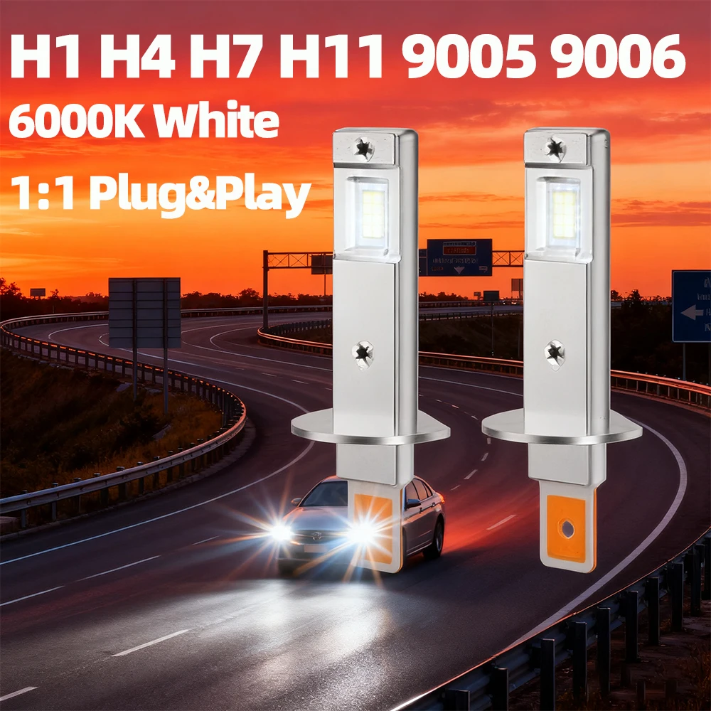 

200W H1 H4 H7 LED CANBUS Light Mini Head Lamp 1:1 Size Wireless H8 H11 9005 HB3 9006 Car LED Headlight Bulbs 6000K