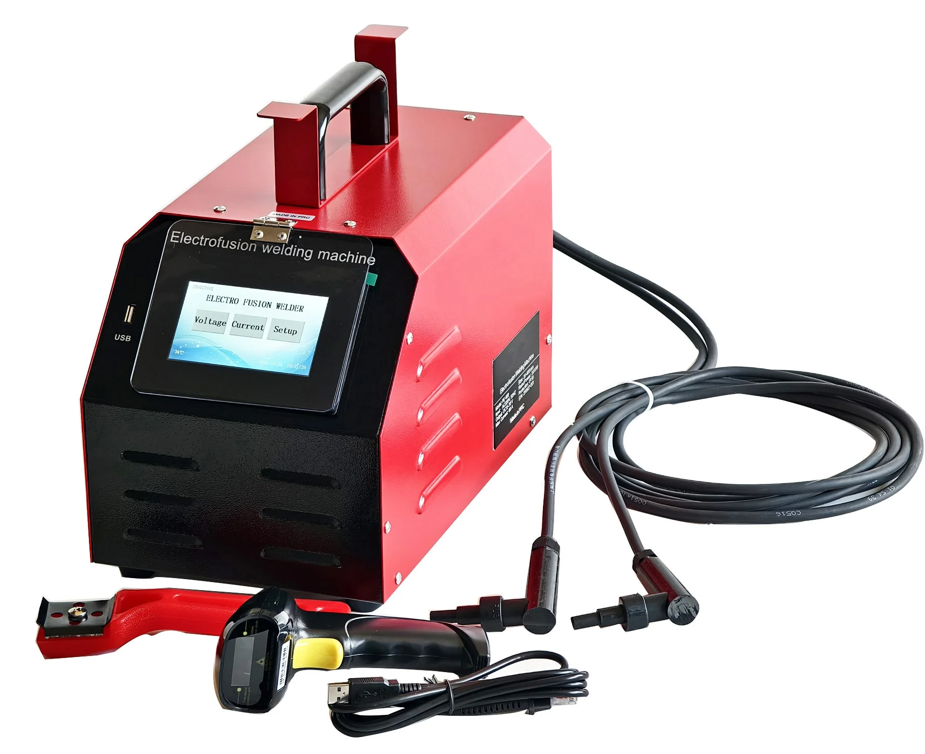

New Portable Electrofusion Welding Machine for PE PP Pipes 20-400mm 220V 3.6KW Touching Screen Operation with Elastic Plugs