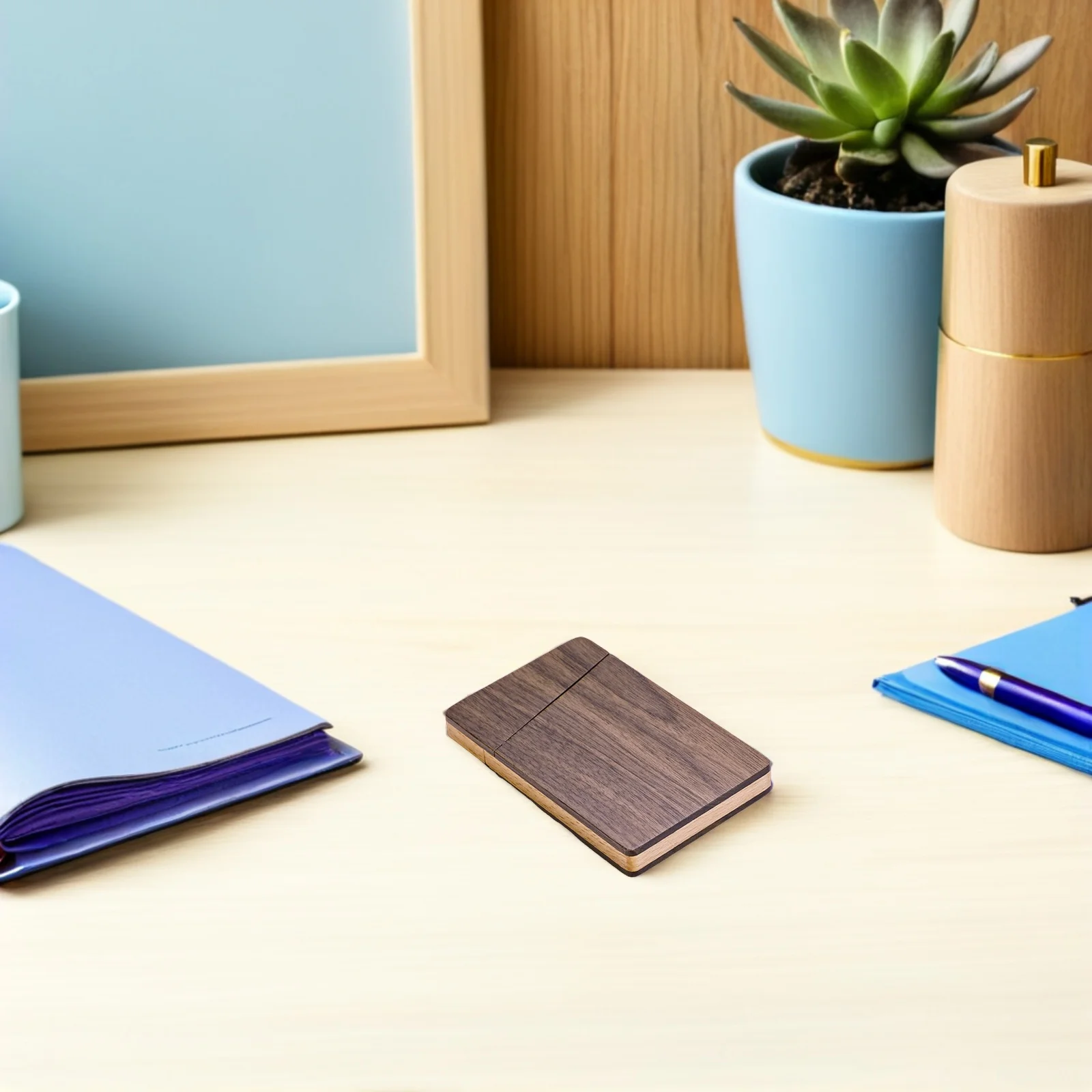 Étui pour cartes de visite, support Portable en bois pour hommes, grande capacité, accessoire de bureau à la mode, choix cadeau exécutif