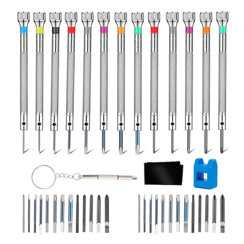 13 Pieces Jewelers Screwdriver Set With 26 Extra Pieces Of Screwdriver Bits Tools For Watchmakers