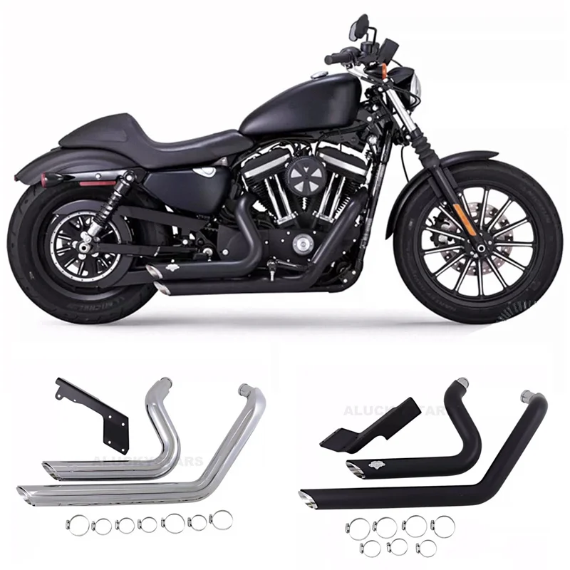 

Black Chrome Motorcycle V-H Dual Exhaust System Muffler Exhaust Pipe For Harley Sportster XL1200 XL883 Iron XL 1200 883 X48 V72