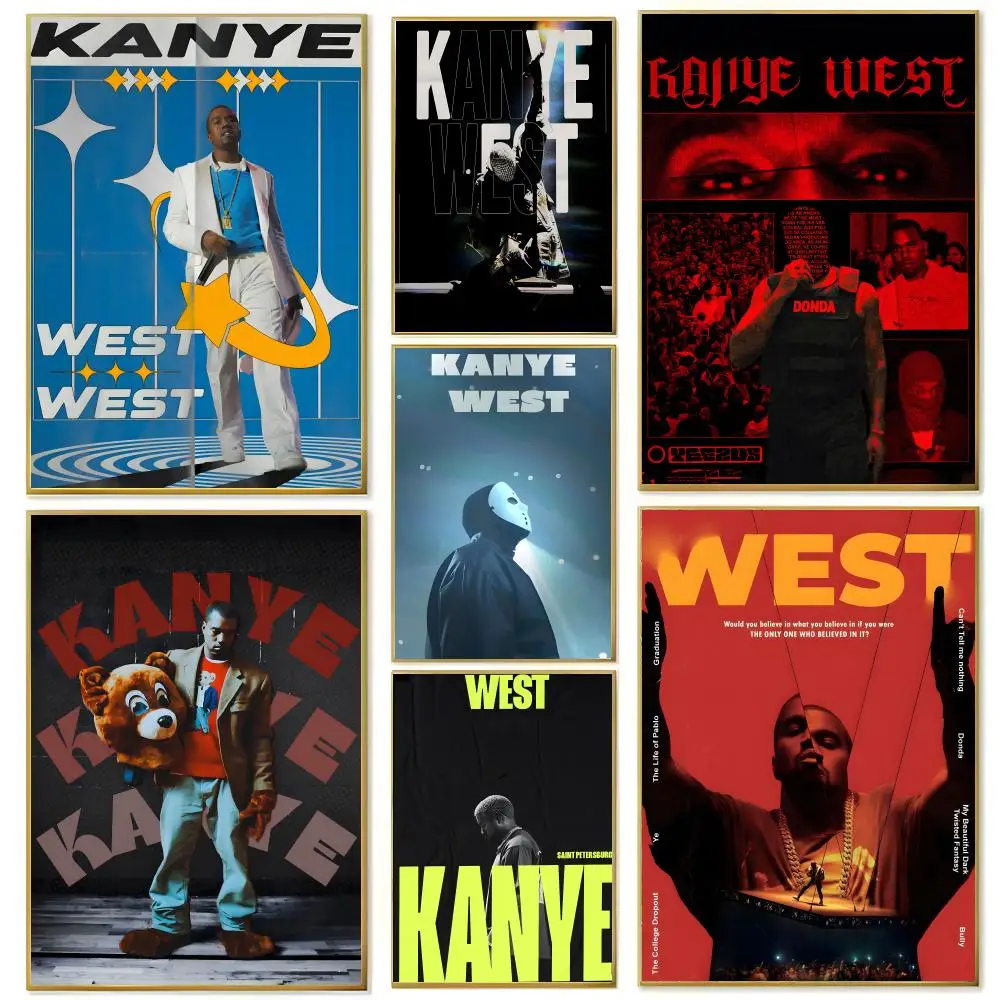 USLegendRap K-Kanye W-West Poster Wall art print art suitable for living room bedroom bar parlor home decor gift