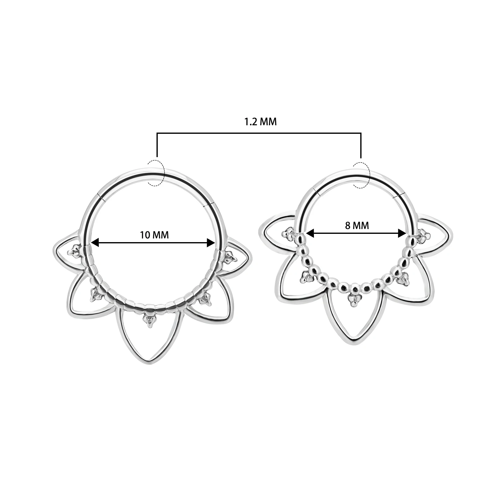 Anneau de cerceau de septum antarctique en titane avec segment de boule, boucles d'oreilles pour femmes, piercing au lobe d'hélice d'oreille, labExamen ClUNICEF, G23, ASTM, F136