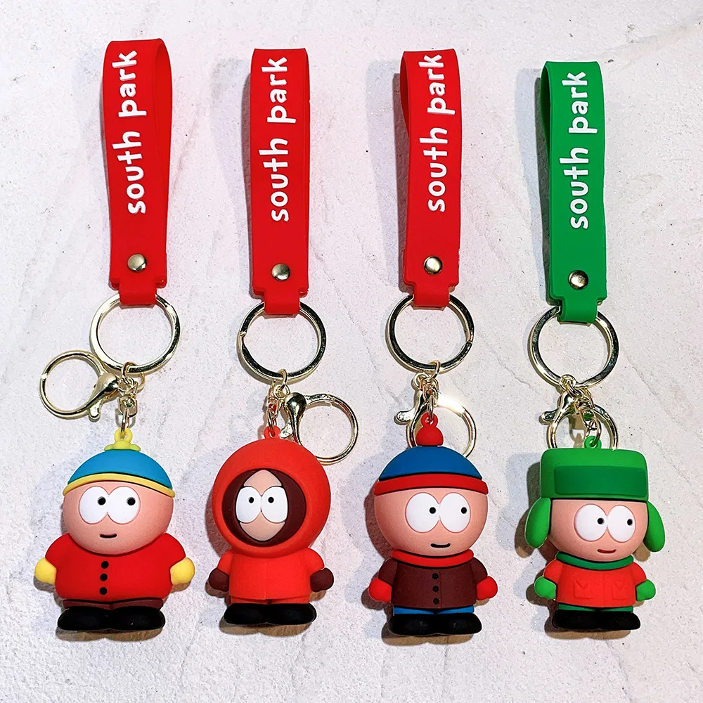 South Parkes Dolls Key Chains Anime Figure Key Ring Kawaii Bags Pendant Kids Toys Cute Car Key Chain Backpacks Pendants Gifts