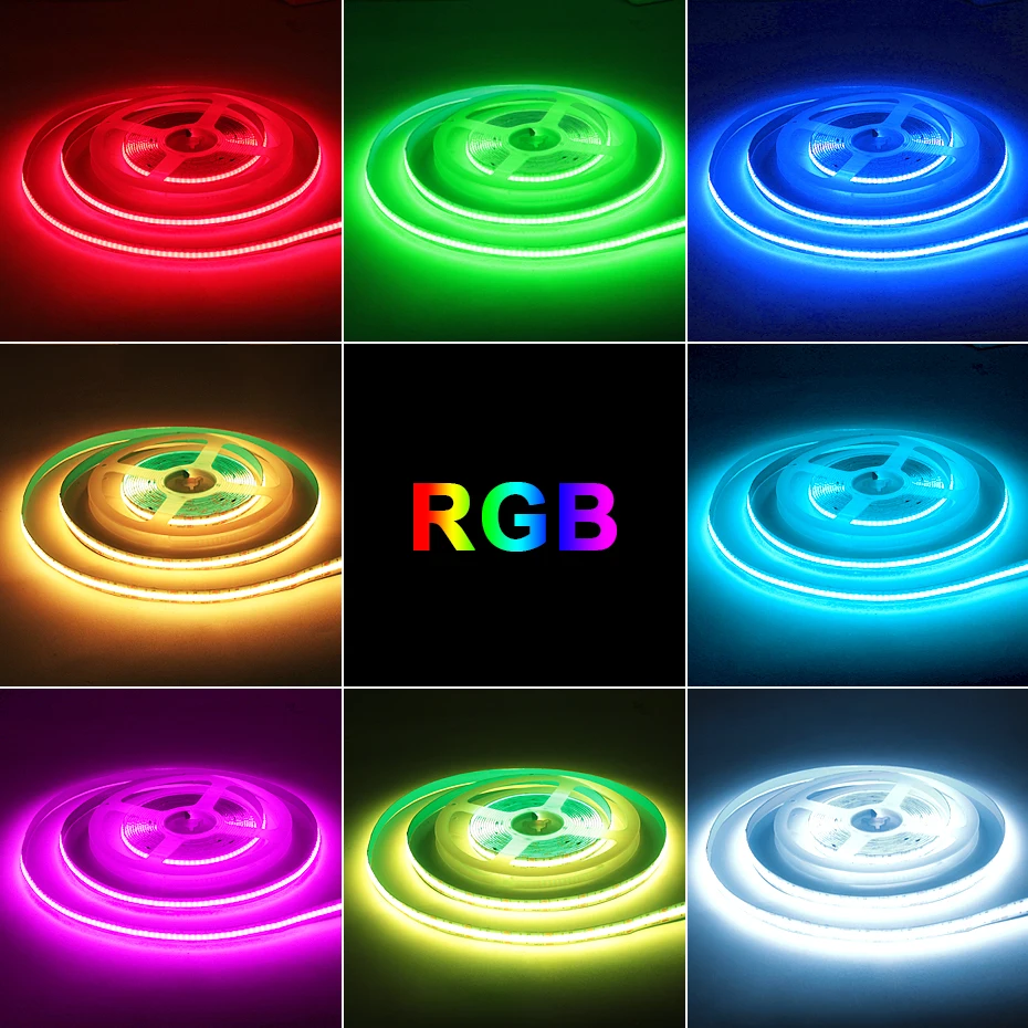 24V RGB COB Strip Light 840 LEDs/m RGB Dimmable Flexible Led Tape Adhesive Smart WiFi /Bluetooth/ Remote Control LED COB Light