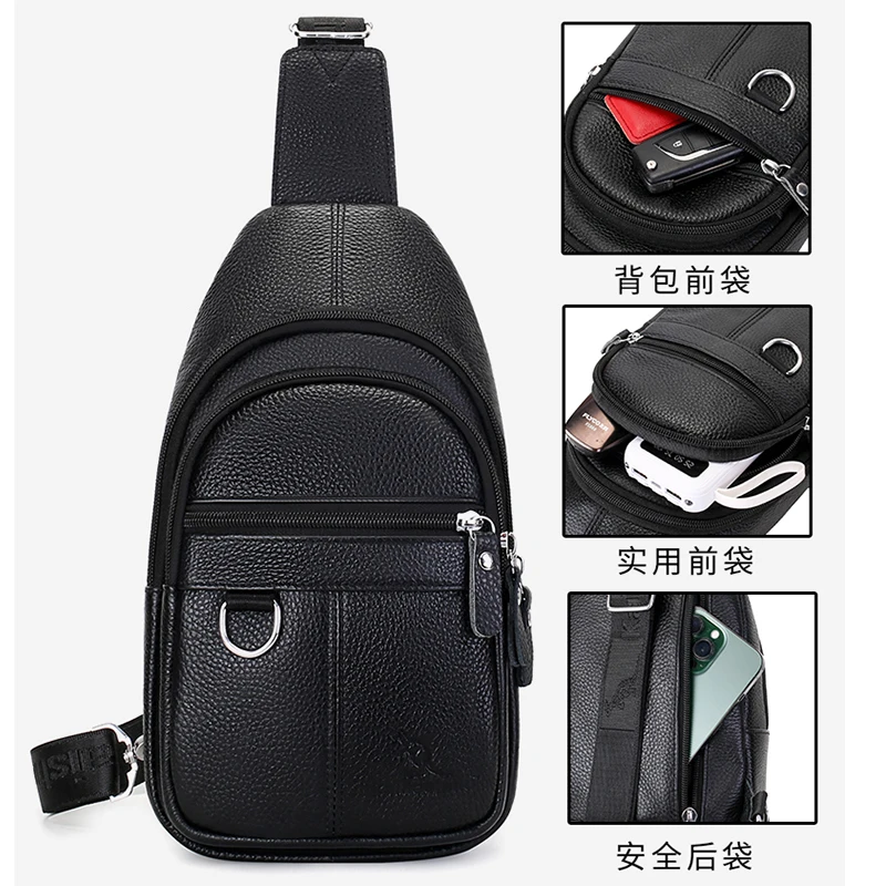 

Новая мужская нагрудная сумка из натуральной кожи, сумка на ремне из воловьей кожи, сумка через плечо, молодежная модная новинка 2025 bolsos para hombre