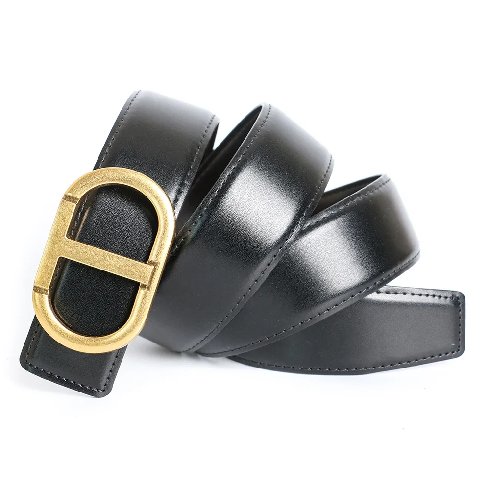 Fashion Luxury Designer Brand Pin Buckle T Belt Men High Quality Women Genuine Real Leather Dress Strap for Jeans Waistband Goth