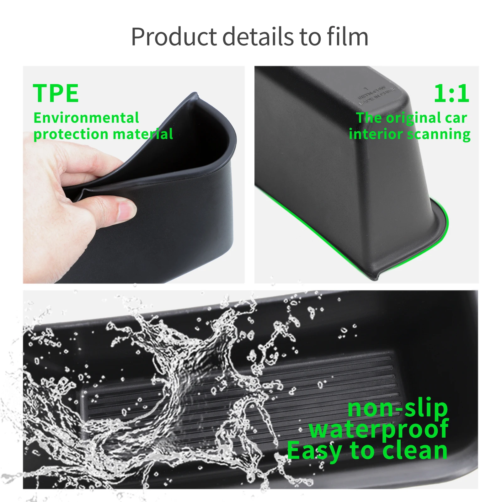 for Honda N-BOX JF5 JF6 Car Center Console Storage Box Tray TPE Organizer Interior Accessories Tidying Black