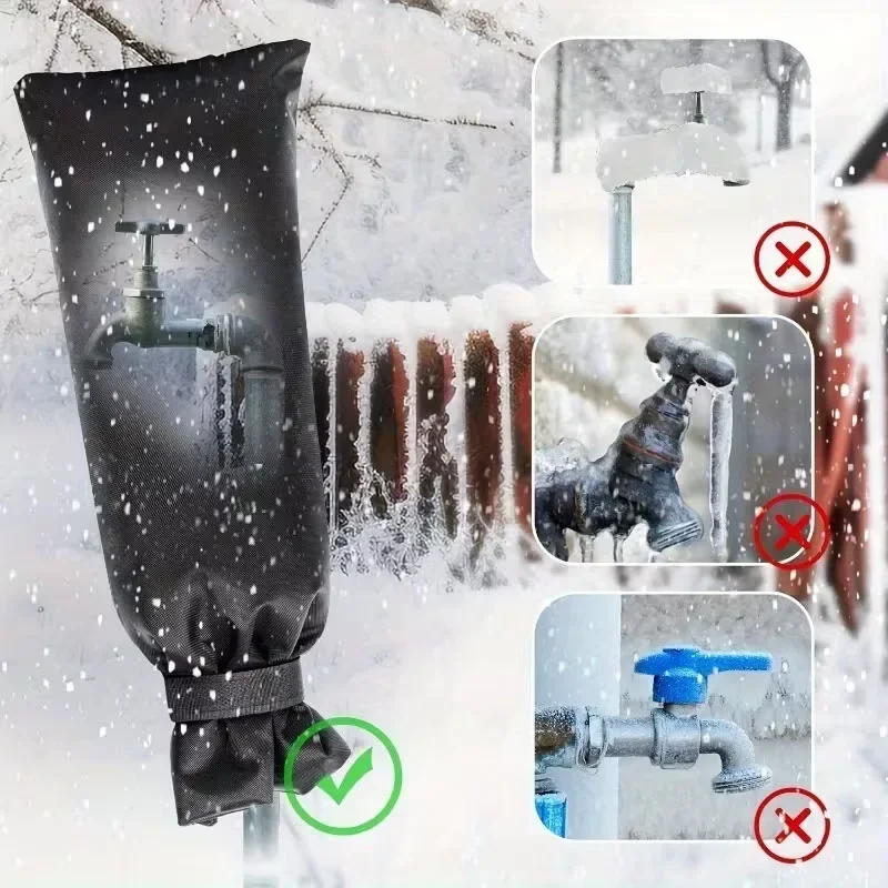 Winter Outdoor Faucet Cover Reflective Strips Reusable Anti-freeze Hose Bib Tap Insulation Sleeve Cover Garden Water Faucet Sock