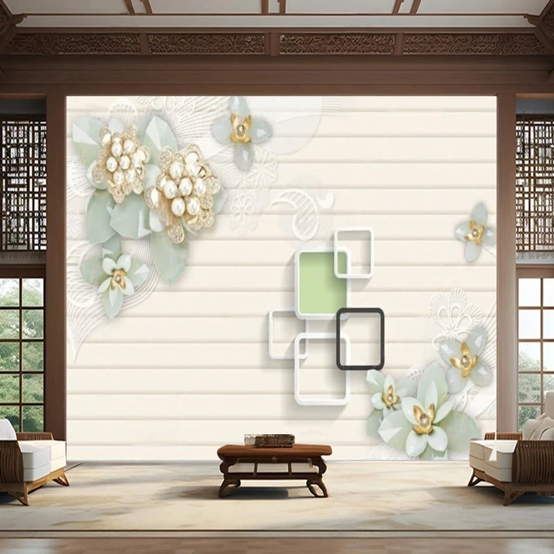 Simple And Elegant European-Style Pearl Flower Geometric Fashion And Romance Cabinet For The Living Room Decoration Wall Paintin