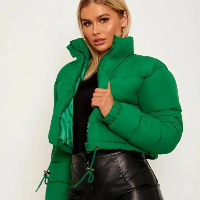 Winter Women Solid Jackets Bubble Short Crop Coats Puff Ladies Down Coats Thick Warm Bomber Puffer Jackets New Female Clothes